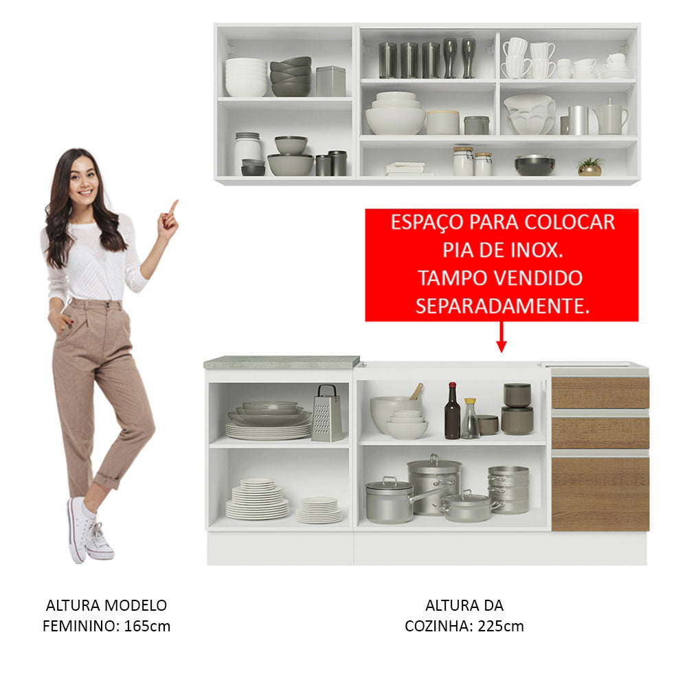 Cocina Compacta 180cm Blanco/Marrón Glamy Madesa 06