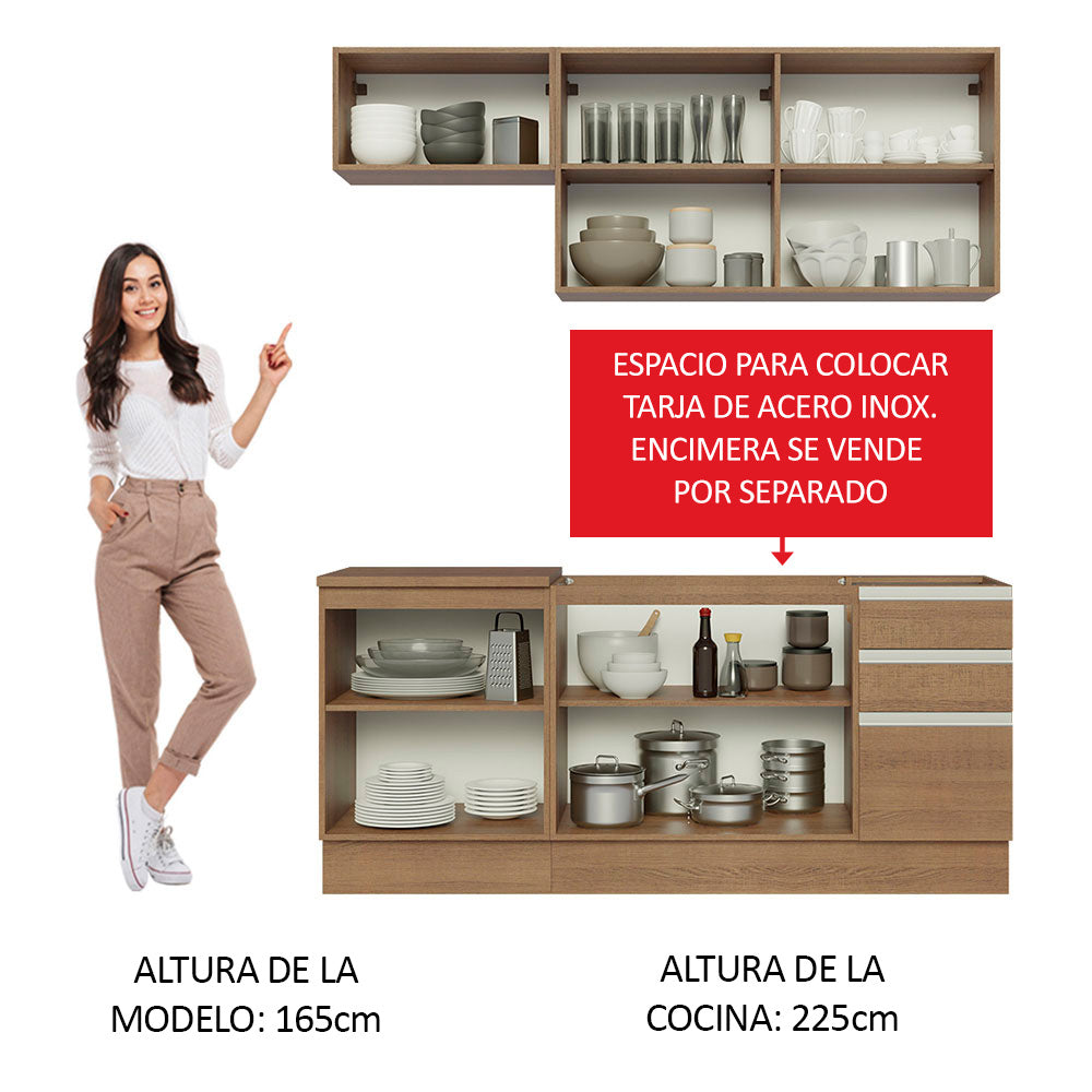 Cocina Compacta 180cm Marrón Glamy 07
