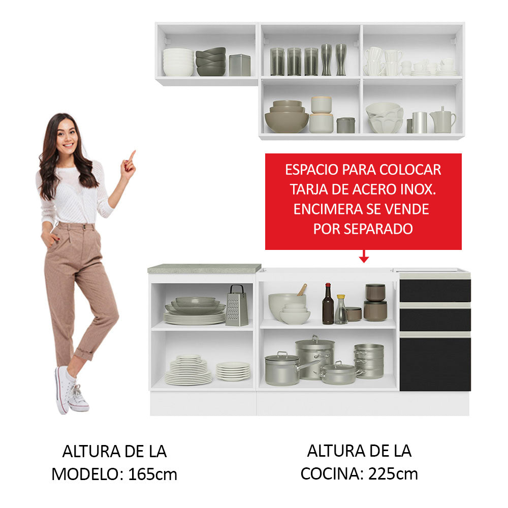Cocina Compacta 180cm Blanco/Negro Glamy 07