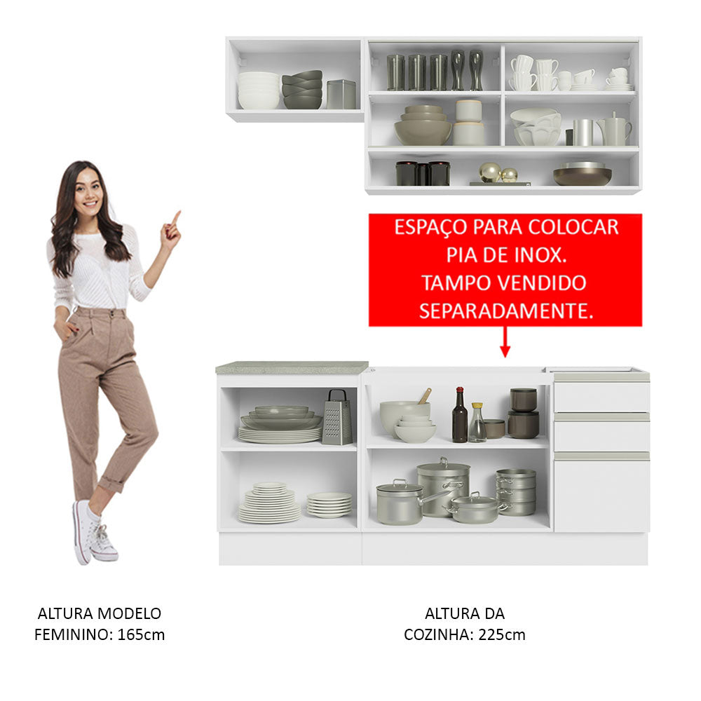 Cocina Compacta 180cm Blanco Glamy Madesa 08