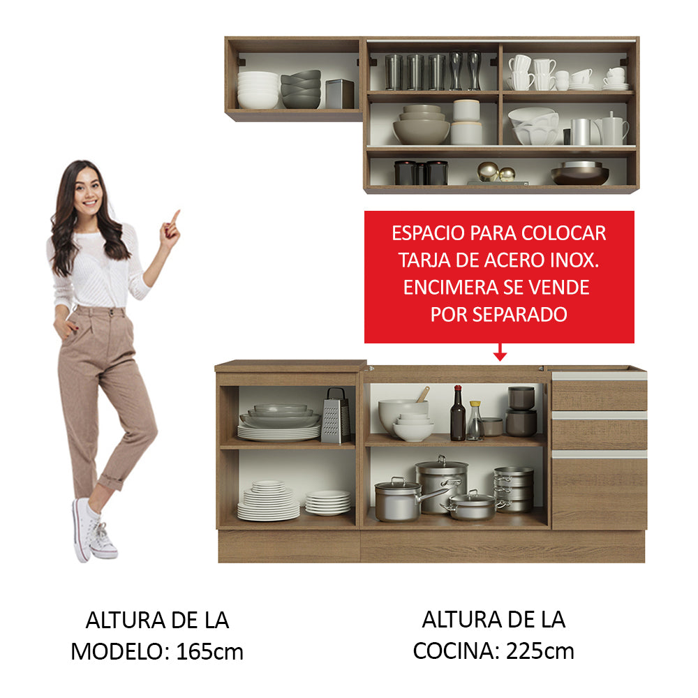 Cocina Compacta 180cm Marrón Glamy 08