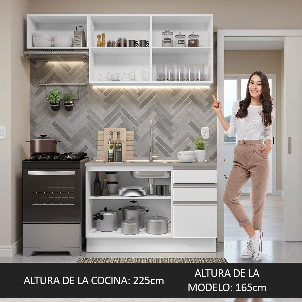 Cocina Compacta 180cm sin Fregadero Blanco Glamy 09