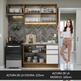 Cocina Compacta 180cm sin Fregadero Marrón/Blanco Glamy 09