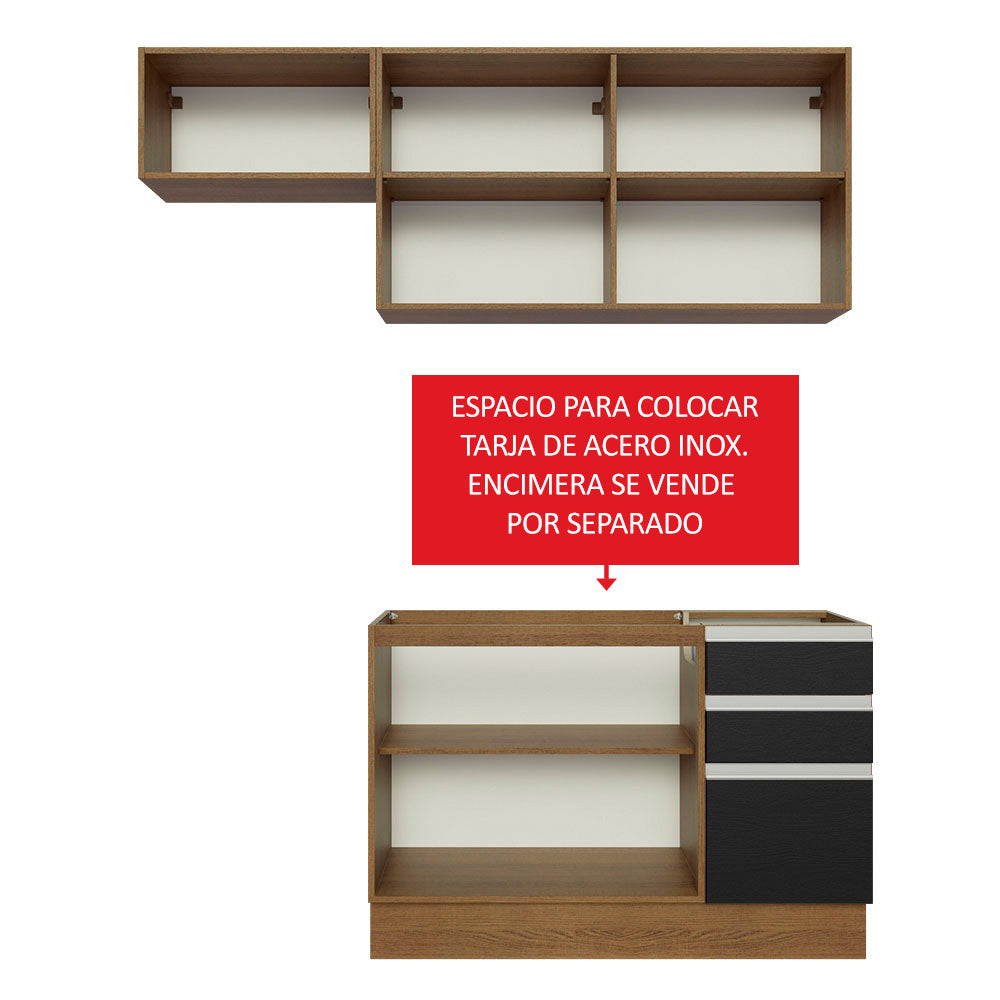 Cocina Compacta 180 cm Marrón/Negro Glamy Madesa
