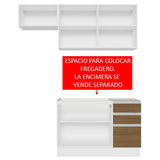 Cocina Compacta 180cm sin Fregadero Blanco/Marrón Glamy 09