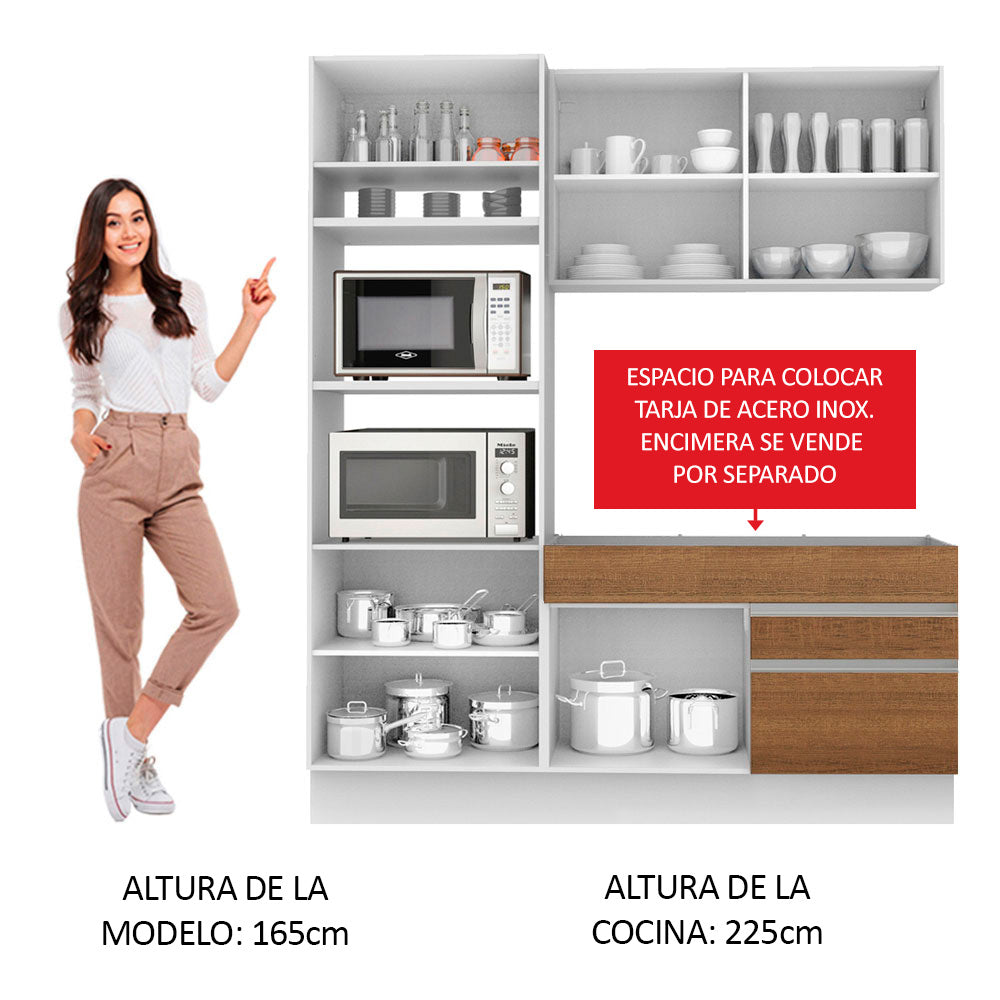 Cocina Integral 190cm Blanco/Marrón Glamy 04