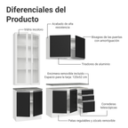 Cocina Compacta 190 cm Con Vitrina Blanco/Negro Glamy Madesa