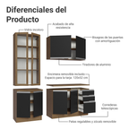 Cocina Compacta 190 cm Con Vitrina Marrón/Negro Glamy Madesa