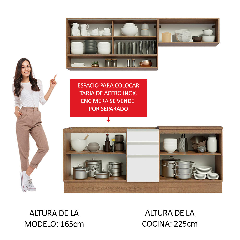 Cocina Compacta 200cm Marrón/Blanco Glamy 03