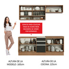 Cocina Compacta 200 cm Marrón/Negro Glamy Madesa