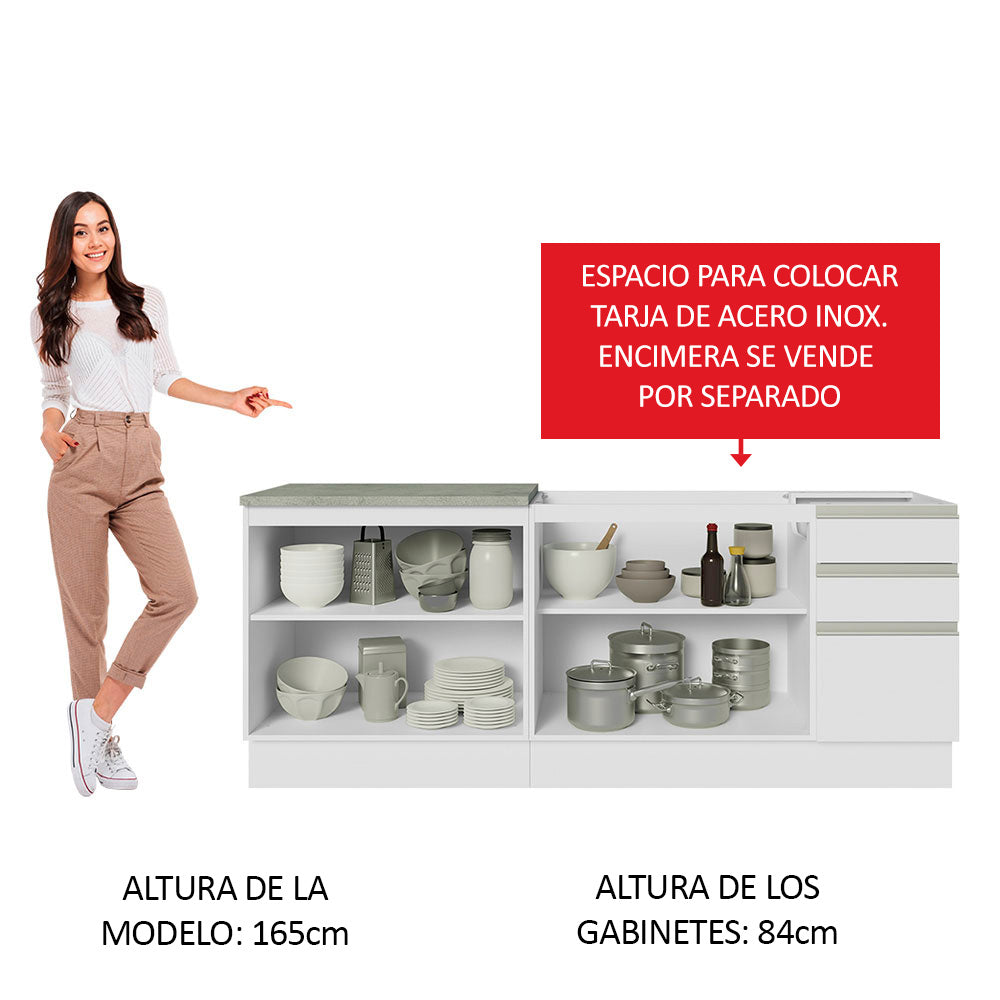 Cocina Compacta 200 cm Blanco Glamy Madesa