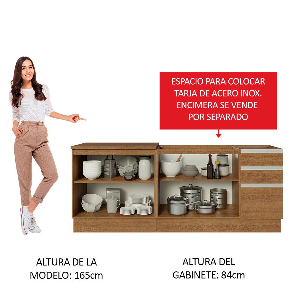 Cocina Compacta 200 cm Marrón Glamy Madesa