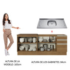 Cocina Compacta 200 cm Con Fregadero Marrón Glamy Madesa