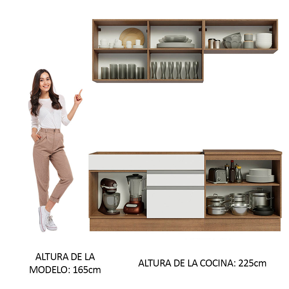 Cocina Compacta 200cm Marrón/Blanco Glamy 07