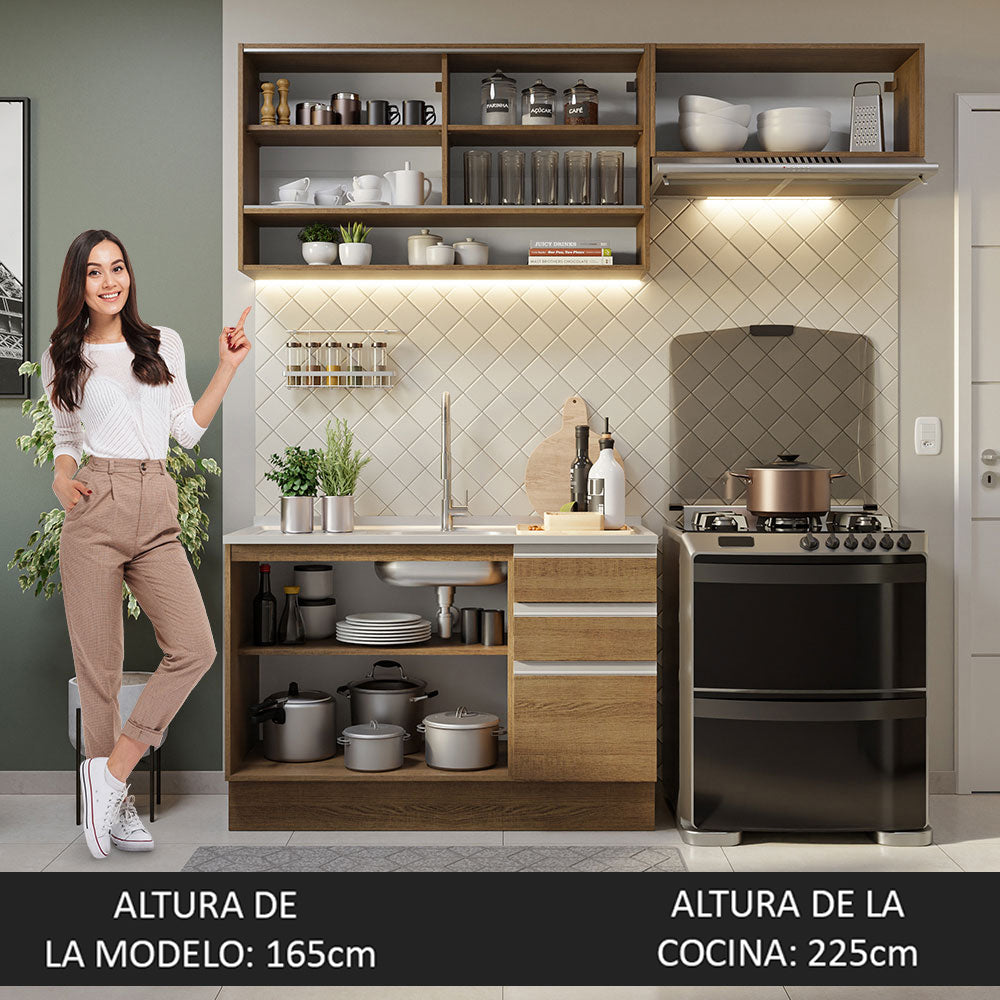 Cocina Compacta 200 cm Marrón Glamy Madesa