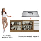 Cocina Compacta 200 cm Con Fregadero Marrón/Blanco Glamy Madesa