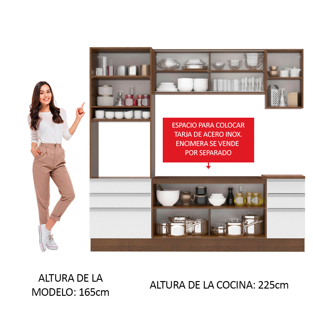 Cocina Integral 220cm Marrón/Blanco Glamy  01