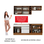Cocina Compacta 220 x 52 cm 6 Puertas 2 Cajones Marrón/Blanco Glamy Madesa 01