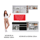 Cocina Integral 220cm Blanco/Marrón/Negro Glamy 03