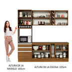 Cocina Compacta 220 x 52 cm 7 Puertas 3 Cajones Marrón Glamy Madesa