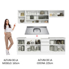 Cocina Integral 240 cm Con Fregadero Blanco Glamy Madesa