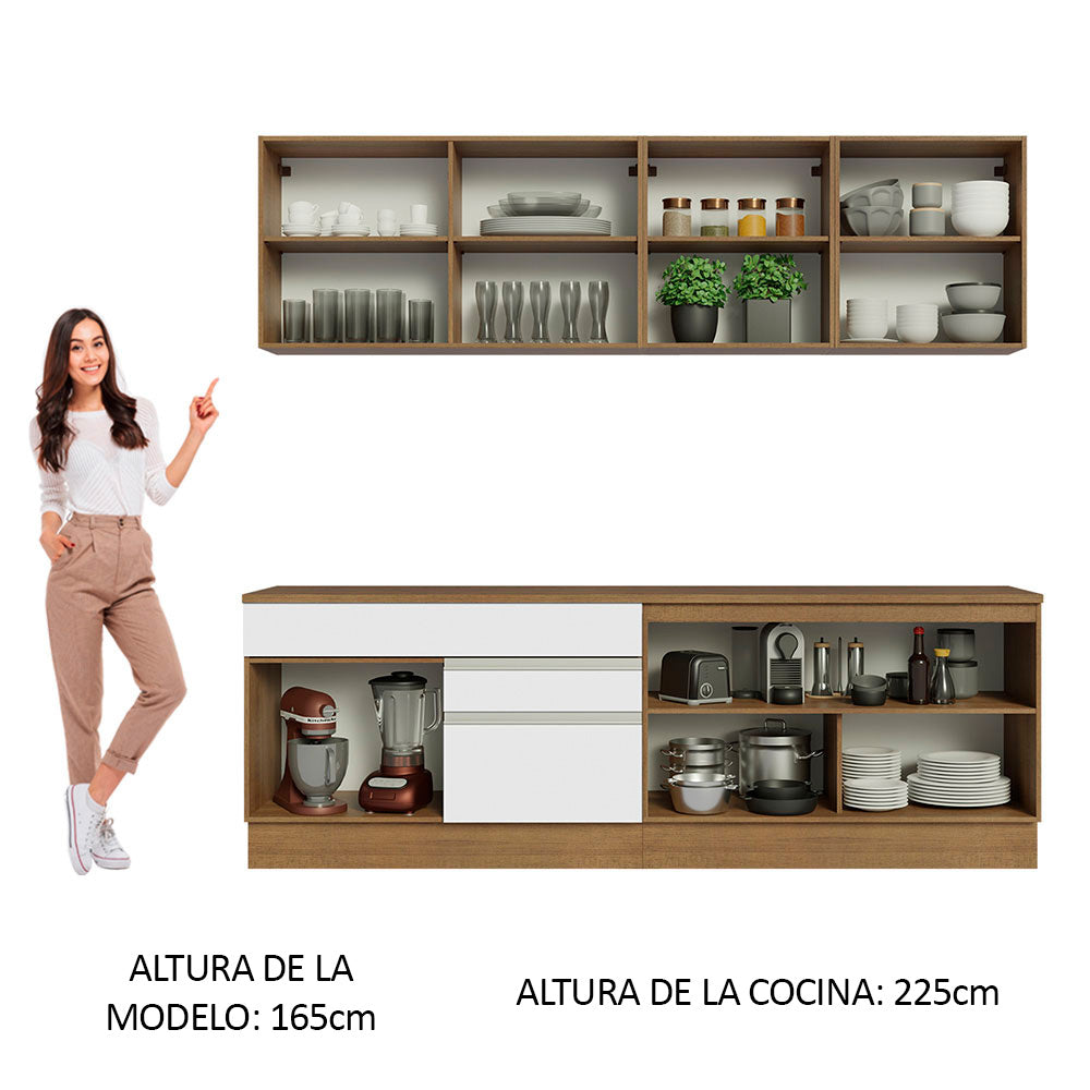 Cocina Integral 240cm Marrón/Blanco Glamy 06