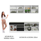 Cocina Integral 240 cm Blanco/Negro Glamy Madesa