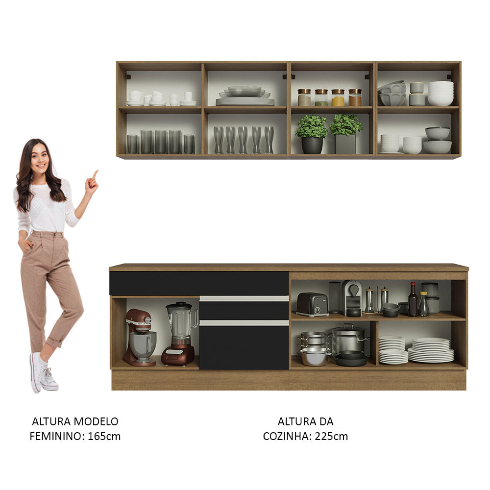 Cocina Integral 240cm Marrón/Negro Glamy 06