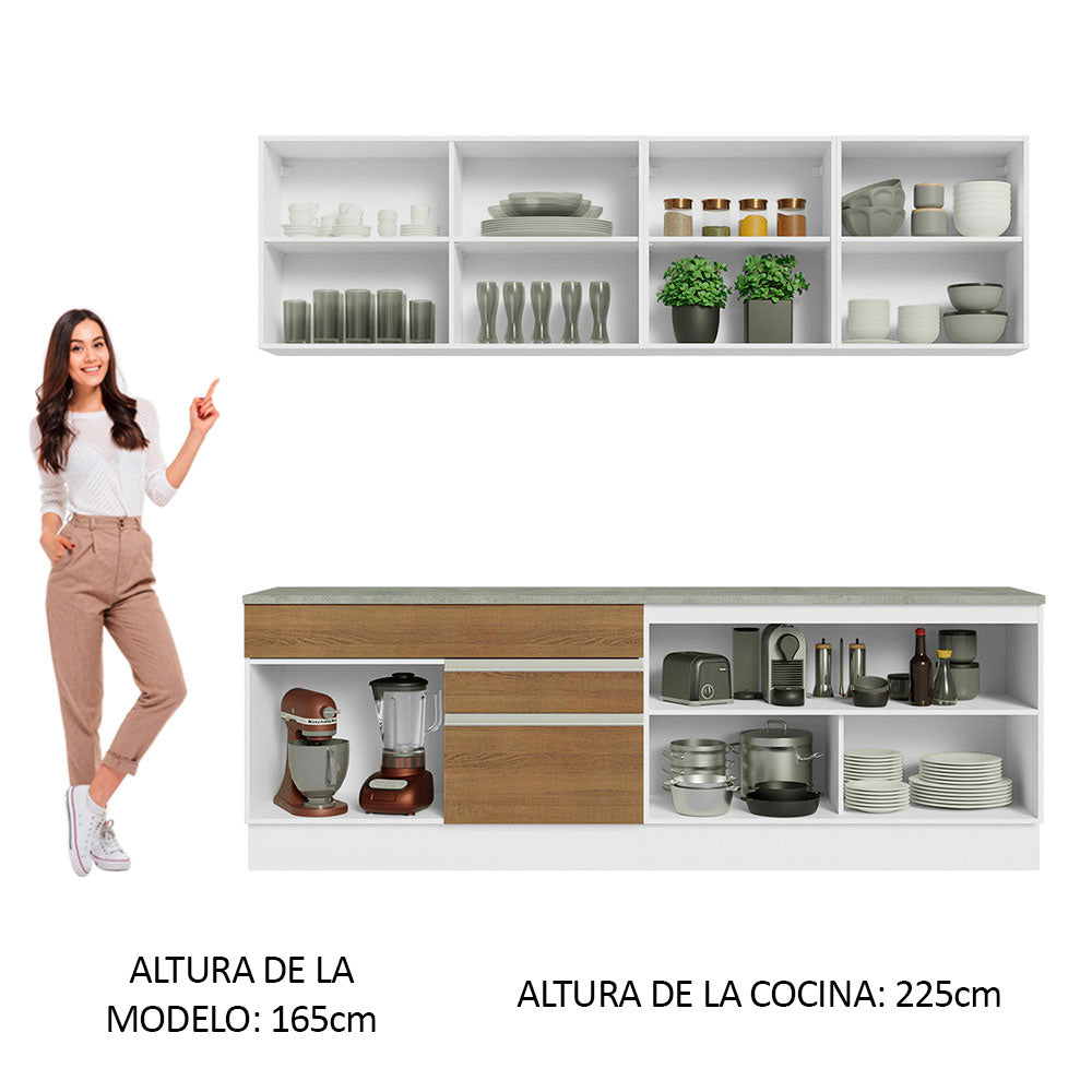 Cocina Integral 240cm Blanco/Marrón Glamy 06