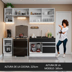 Cocina Integral 240 cm Blanco/Negro Glamy Madesa