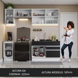 Cocina Integral 240cm Blanco/Negro Glamy 07