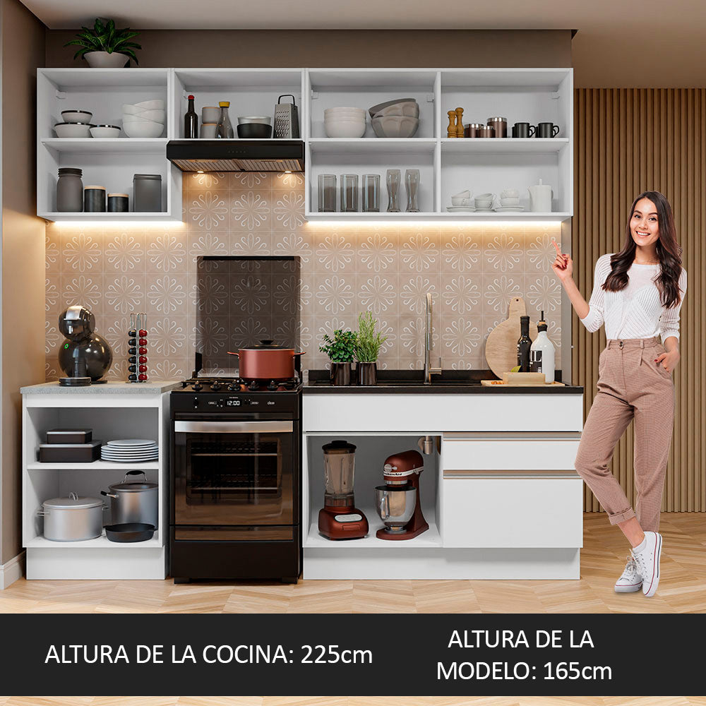 Cocina Integral 240cm Blanco Glamy 08
