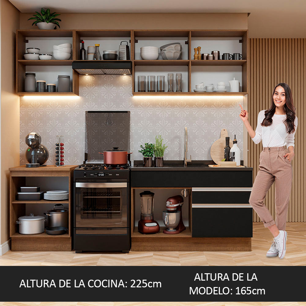 Cocina Integral 240cm Marrón/Negro Glamy 08
