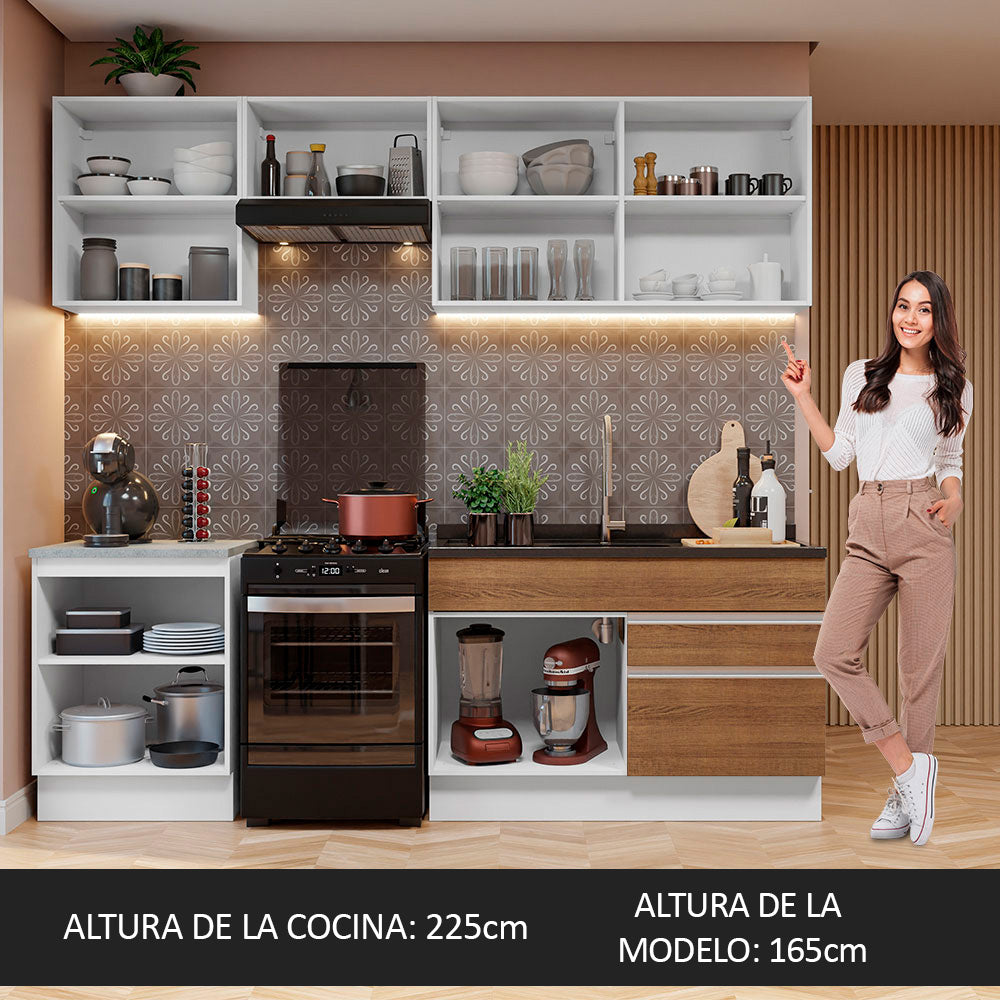 Cocina Integral 240cm Blanco/Marrón Glamy 08