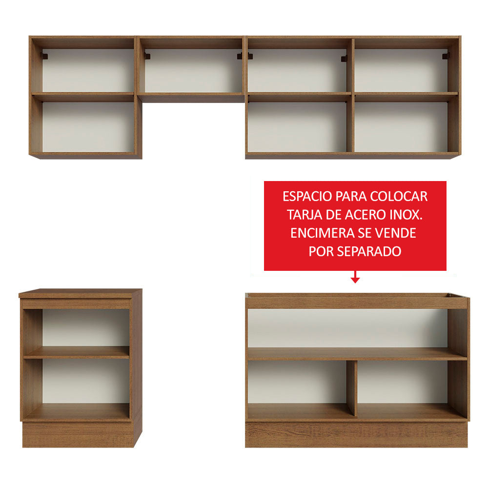 Cocina Integral 240cm Marrón/Negro Glamy 09