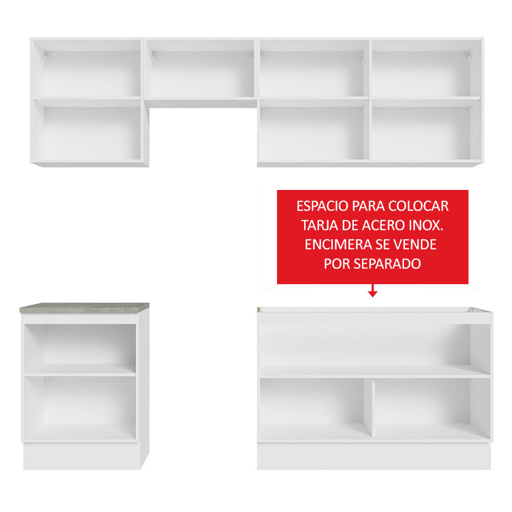 Cocina Integral 240cm Blanco/Marrón Glamy 09