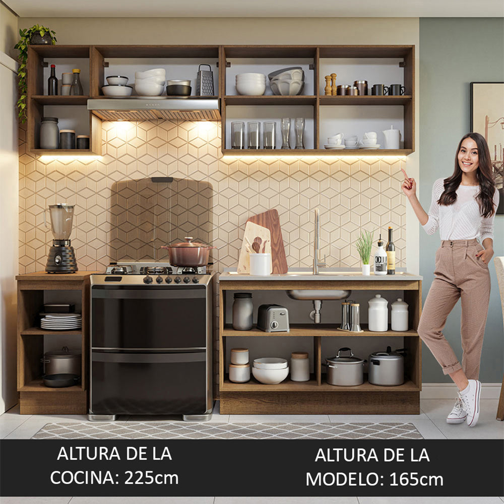 Cocina Integral 240 cm Marrón Glamy Madesa