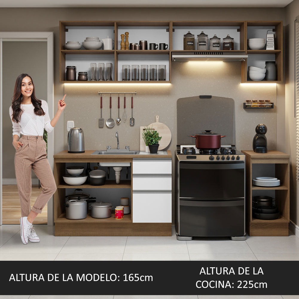 Cocina Integral con Accesorios 240cm Glamy Marrón/Blanco