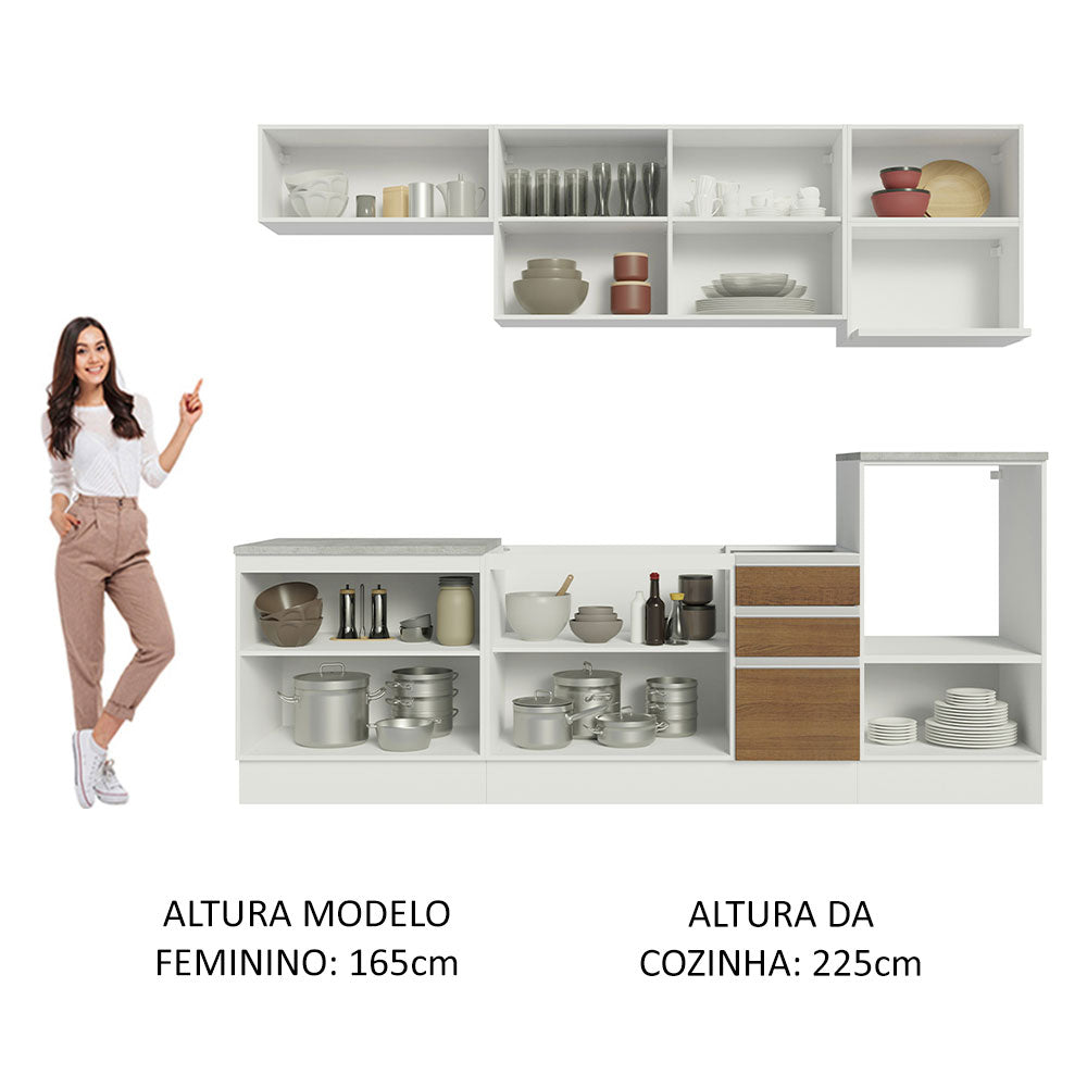 Cocina Integral 260 x 60 cm Blanco/Marrón Glamy 02