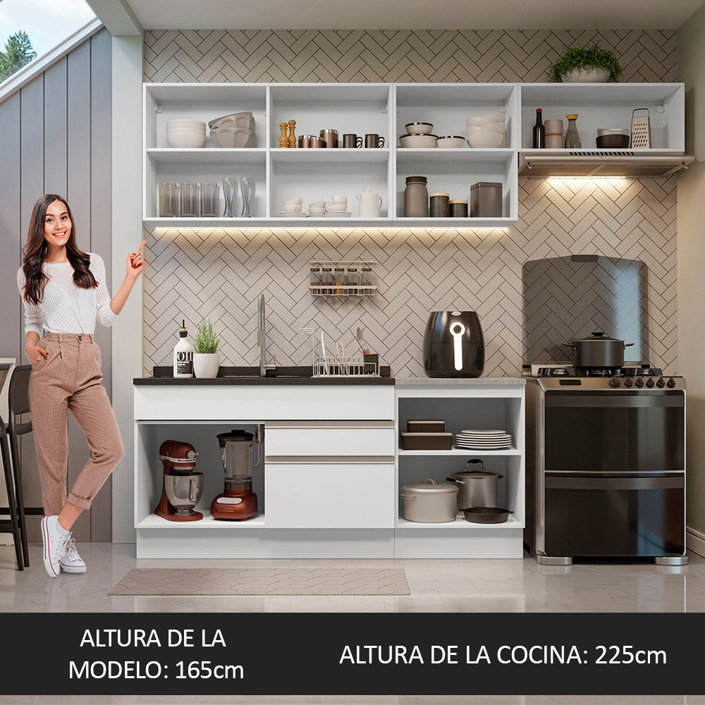 Cocina Integral 260cm Blanco Glamy 03