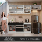 Cocina Integral 260 cm Blanco/Negro Glamy Madesa