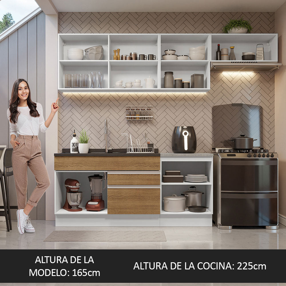 Cocina Integral 260cm Blanco/Marrón Glamy 03