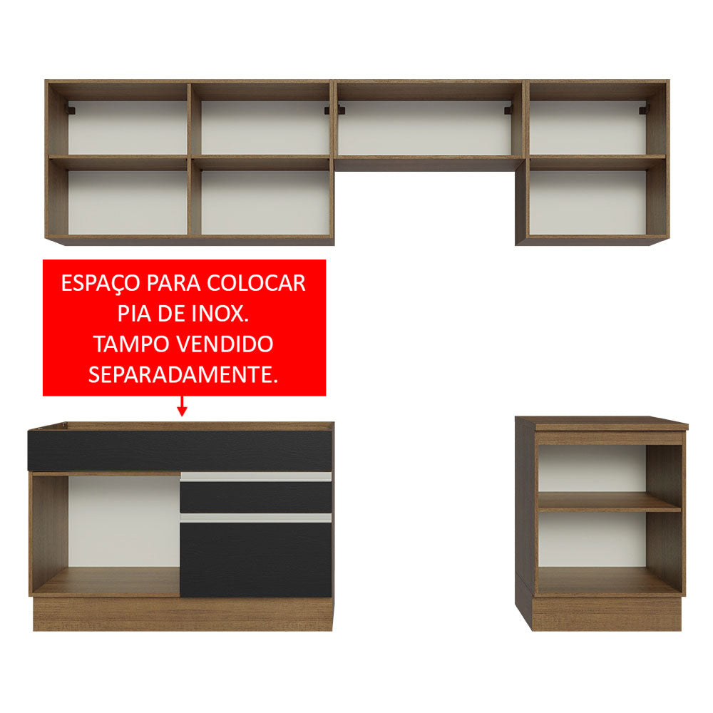 Cocina Integral 260cm Marrón/Negro Glamy 04