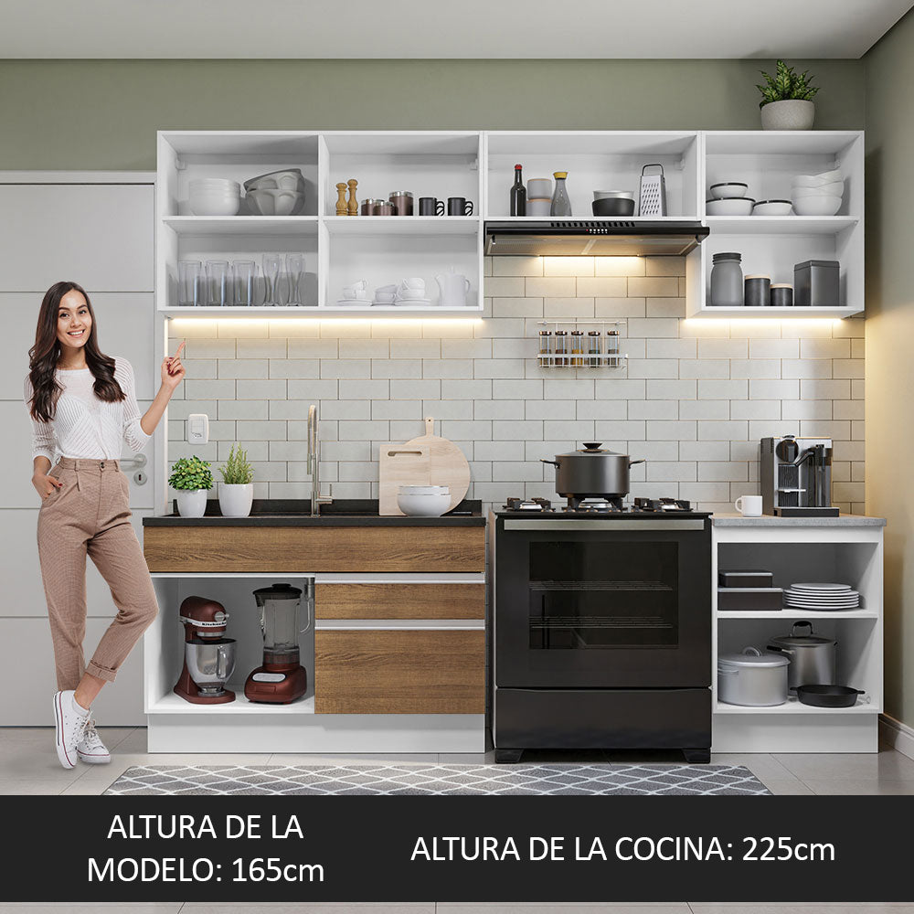 Cocina Integral 260cm Blanco/Marrón Glamy 04