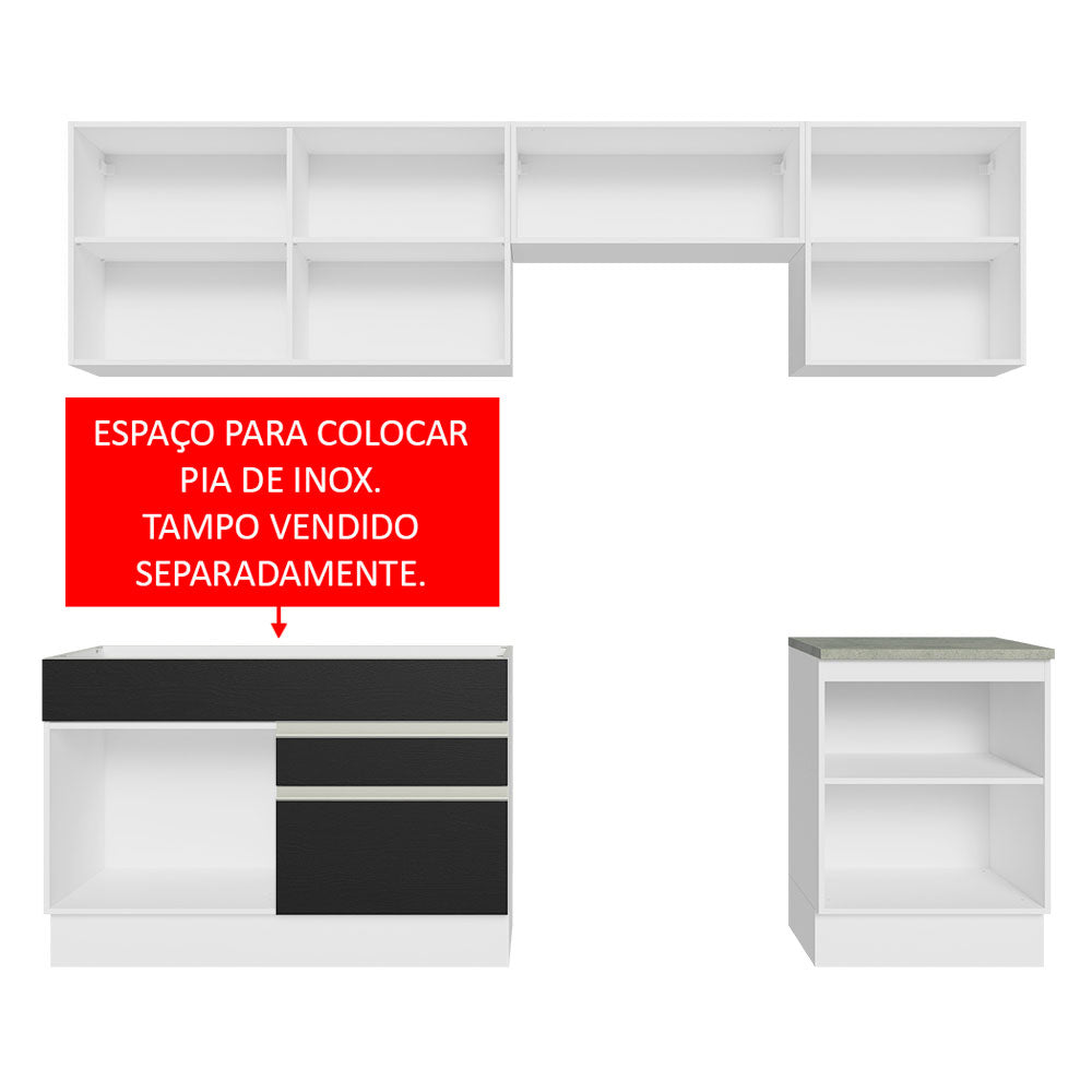 Cocina Integral 260cm Blanco/Negro Glamy 05