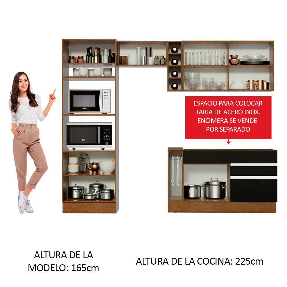 Cocina Integral 270cm Marrón/Negro/Marrón Glamy 09