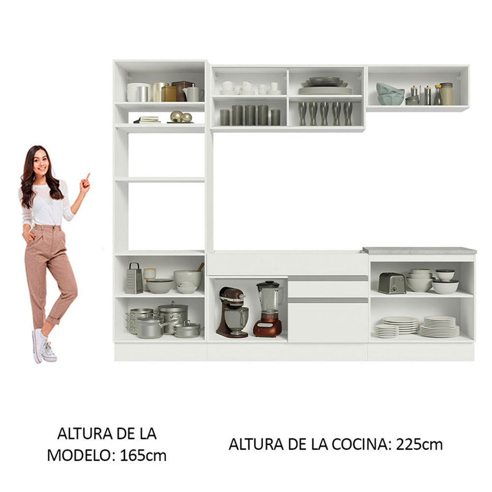 Cocina Integral 270cm Blanco Glamy 10