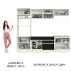 Cocina Integral 270 cm Con Mueble para Horno Blanco/Negro Glamy Madesa
