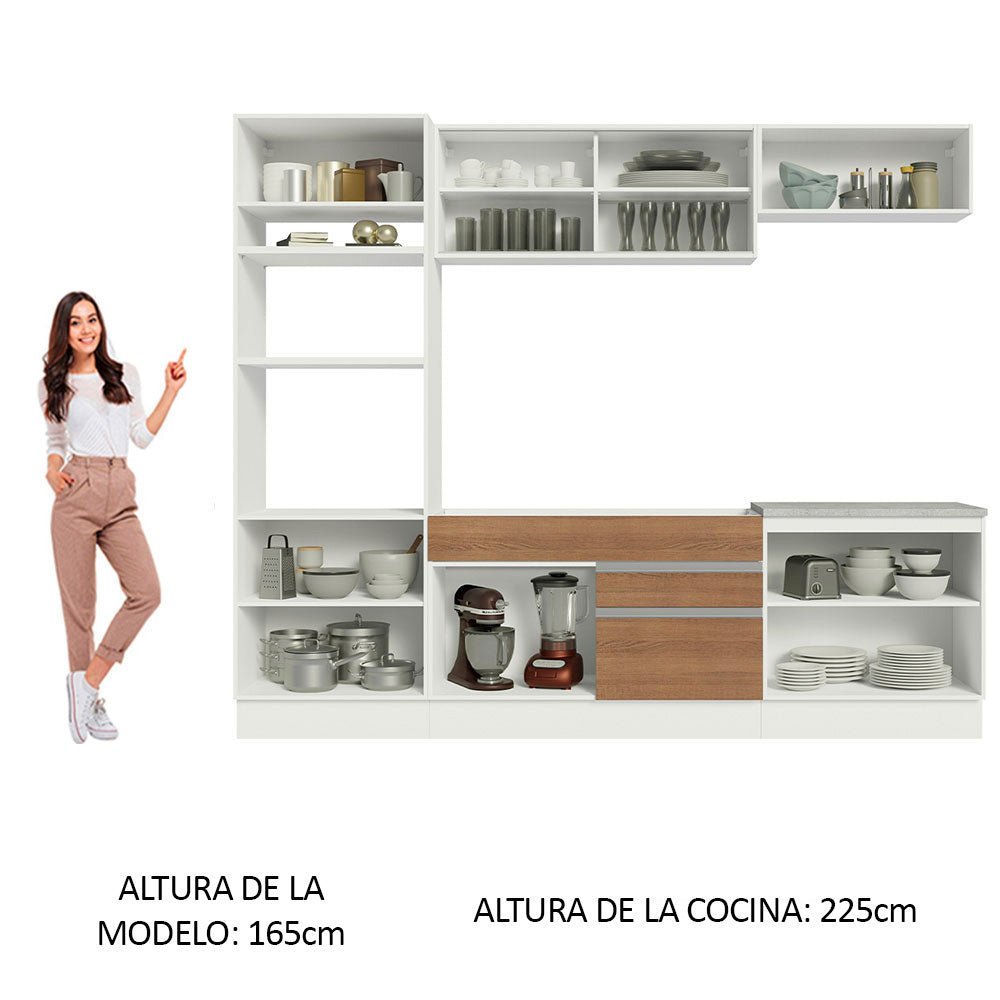 Cocina Integral 270cm Blanco/Marrón Glamy 10