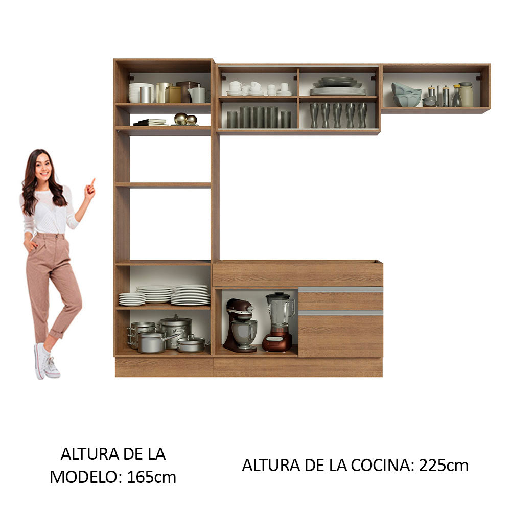 Cocina Integral 270 cm Con Mueble para Horno Marrón Glamy Madesa